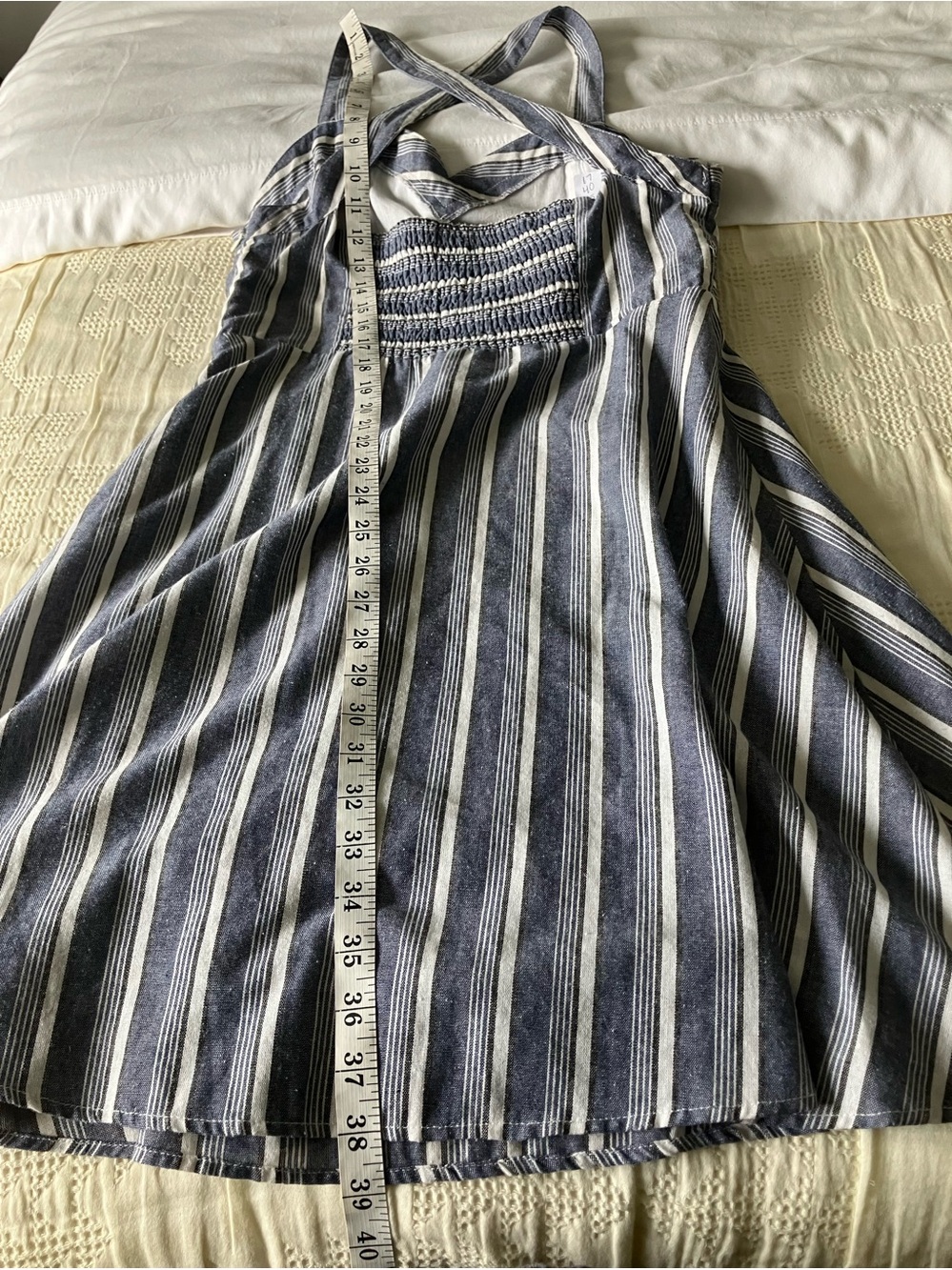 ALTER’D STATE Blue Striped Cotton A-Line Midi Dress Size L - Picture 8 of 11